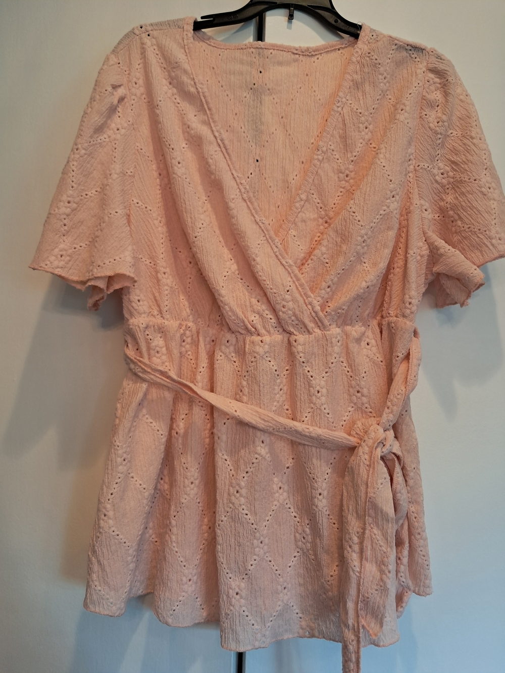 Source Unknown Blush Eyelet Wrap Tunic with Waist Tie